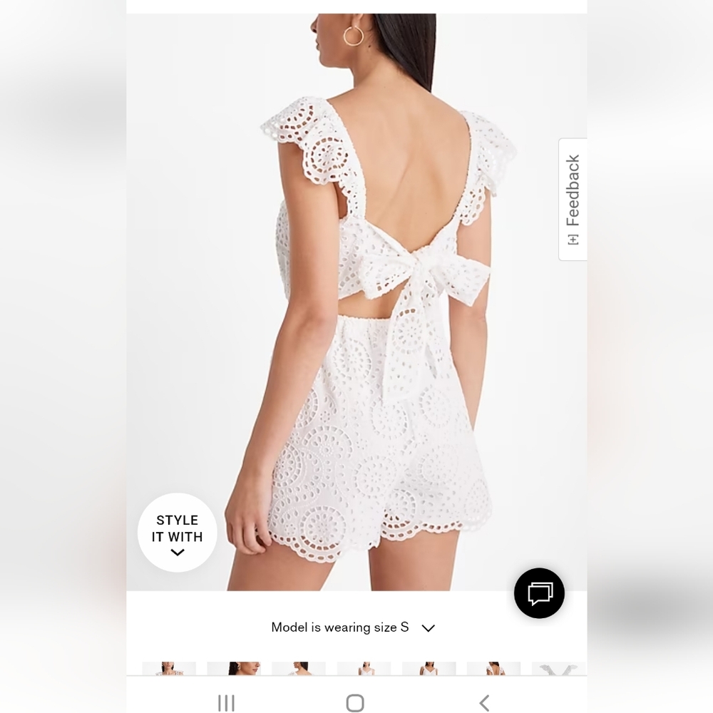 Express Eyelet White Romper - Picture 2 of 10